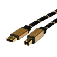 Kabel USB2.0 za printer,A/B,  3.0m, crno/zlatni